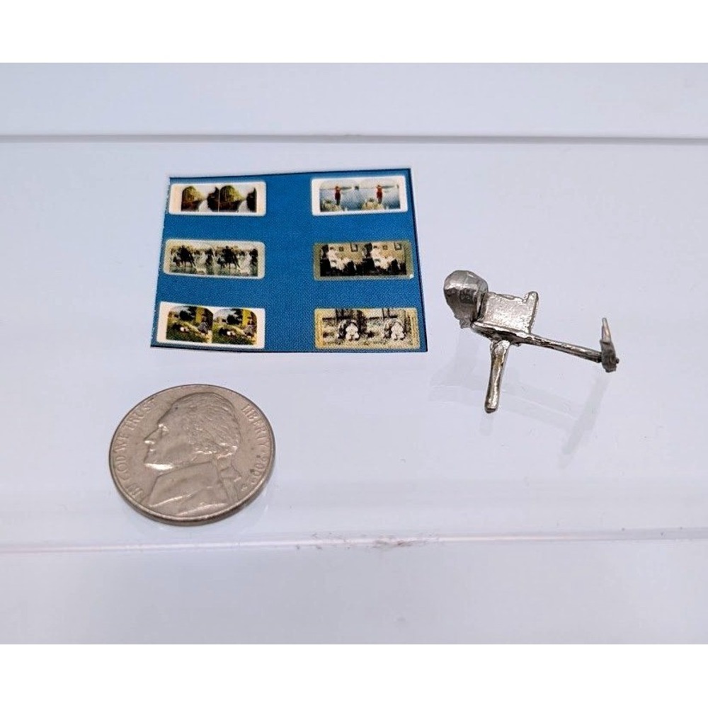 1:12 Miniature Doll House Stereoscope Viewer 6 Slides Victorian Travel‎ Retro